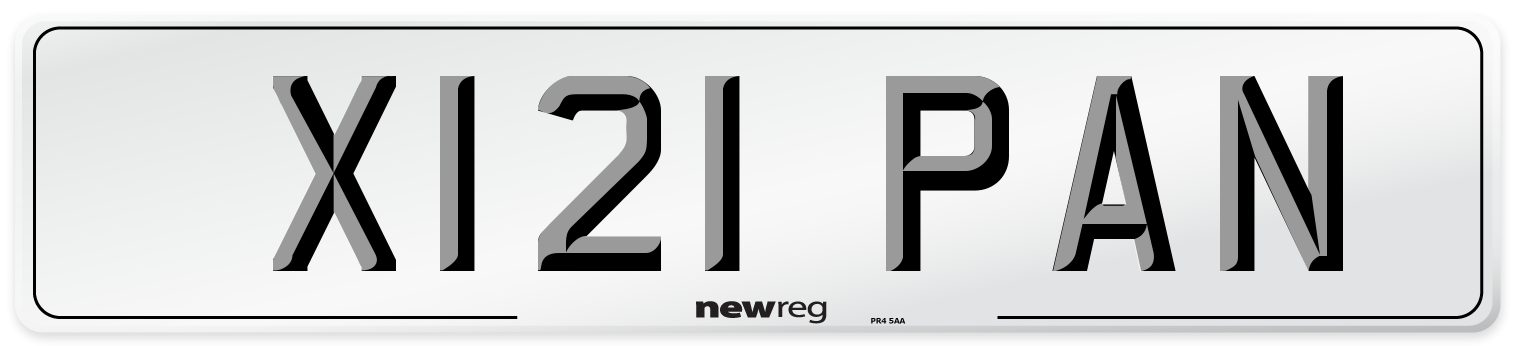 X121 PAN Number Plate from New Reg